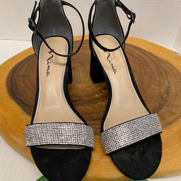 NINA Ankle Strap Block Heel Rhinestone Heels - Picture 3 of 9